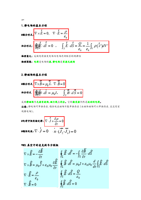 电动力学重点知识总结(期末复习必备)