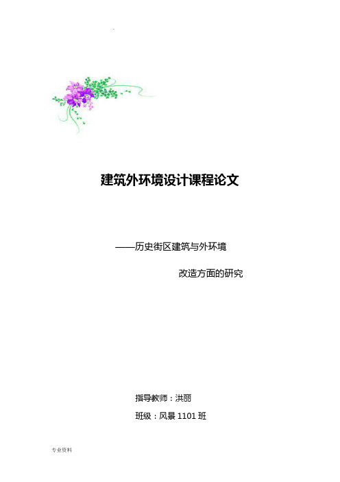 历史街区建筑与外环境改造方面的研究