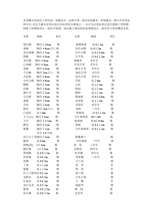 绿化常用植物