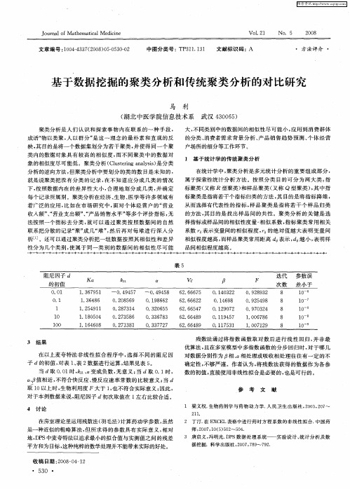 基于数据挖掘的聚类分析和传统聚类分析的对比研究