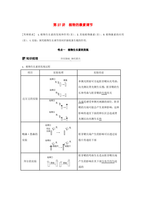 2019届高考高三生物总复习第27讲植物的激素调节学案含答案整理.doc