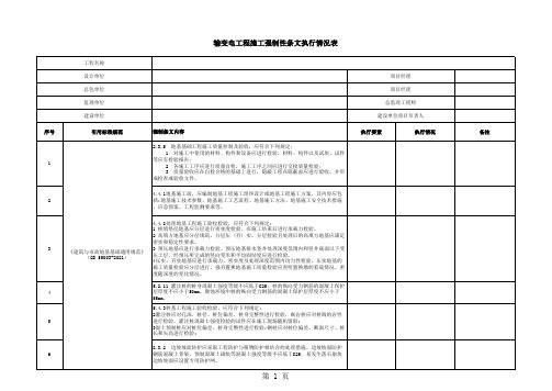 输变电工程强制性条文执行情况检查记录表