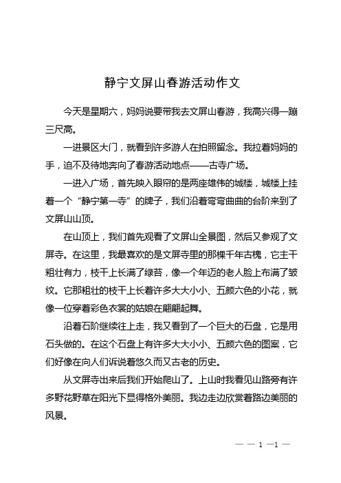 静宁文屏山春游活动作文