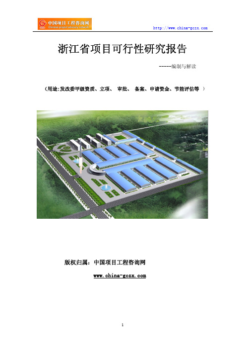 浙江省项目可行性研究报告(发改委甲级资质)