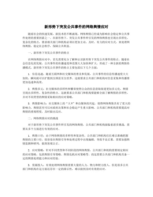 新形势下突发公共事件的网络舆情应对