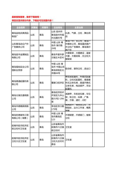 新版山东省青岛立柱工商企业公司商家名录名单联系方式大全31家