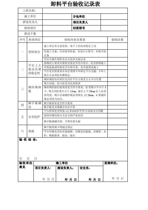 卸料平台验收表