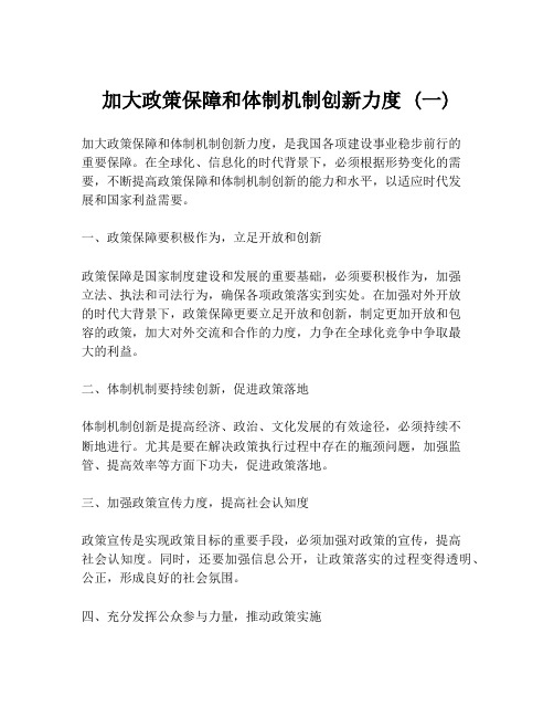 加大政策保障和体制机制创新力度 (一)