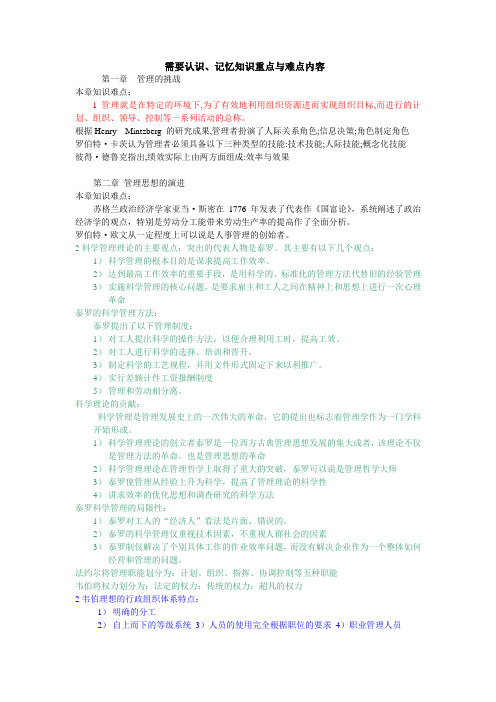 管理学1-6章需掌握知识点