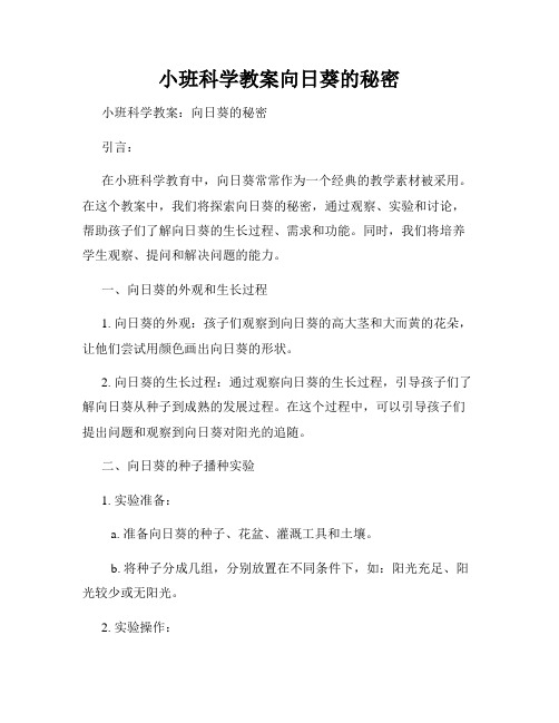 小班科学教案向日葵的秘密