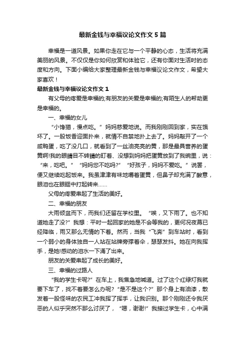 最新金钱与幸福议论文作文5篇