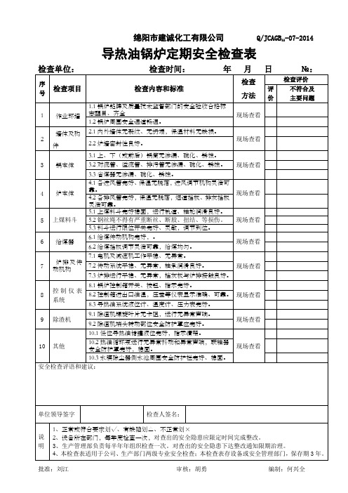 5. 导热油锅炉专业安全检查表