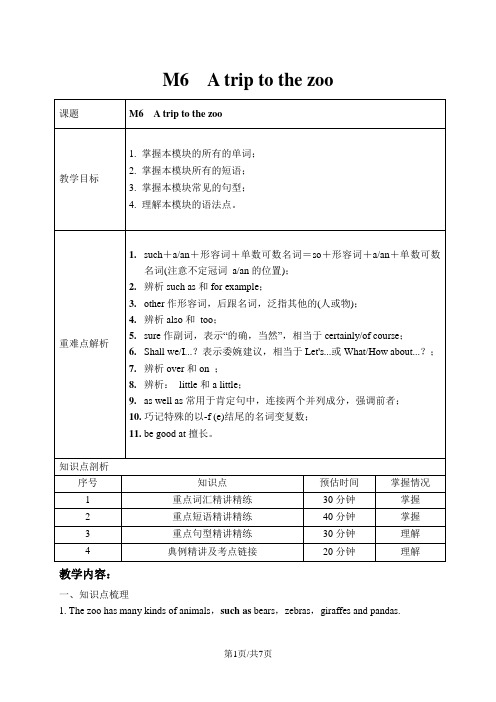 外研版英语七年级上册Module 6知识点讲解