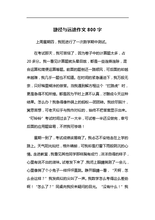 捷径与远途作文800字