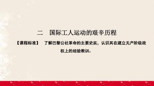 2016_2017学年高中历史专题8解放人类的阳光大道8.2国际工人运动的艰辛历程课件