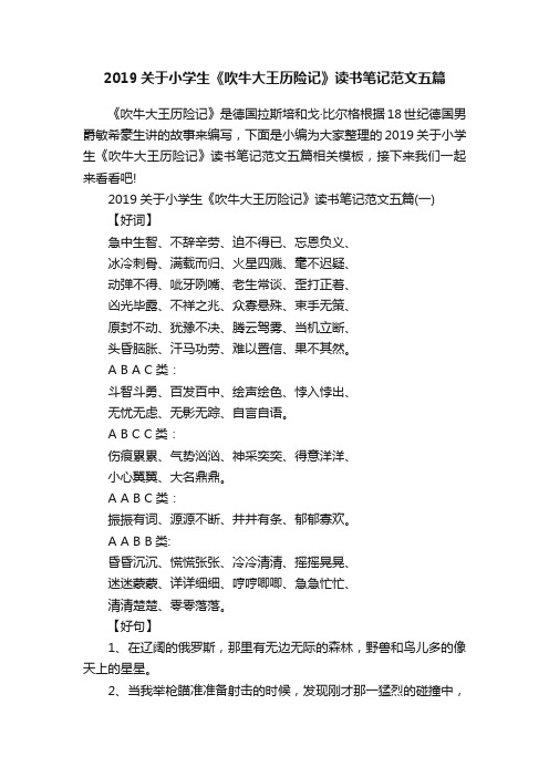 2019关于小学生《吹牛大王历险记》读书笔记范文五篇