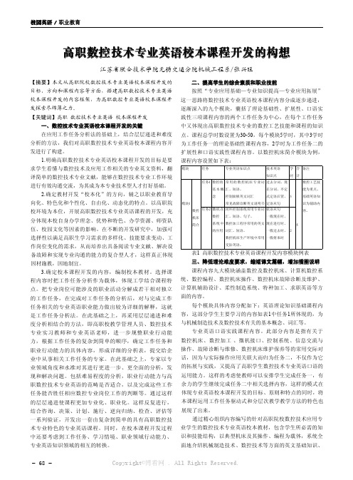 高职数控技术专业英语校本课程开发的构想