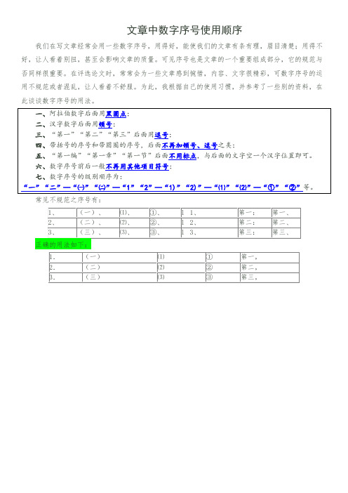 文档中项目编号数字表达顺序