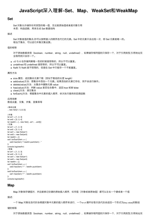 JavaScript深入理解-Set、Map、WeakSet和WeakMap