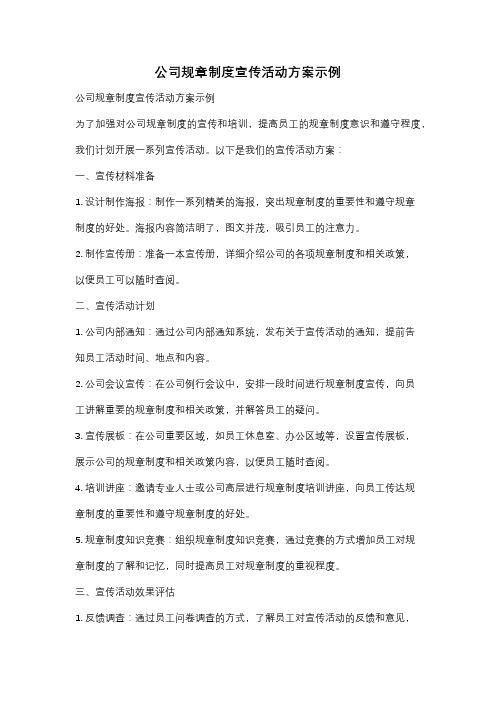 公司规章制度宣传活动方案示例