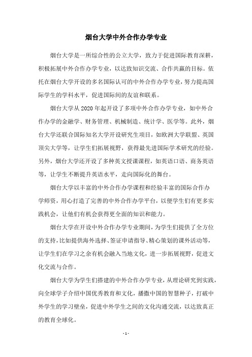 烟台大学中外合作办学专业