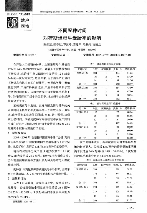 不同配种时间对荷斯坦母牛受胎率的影响