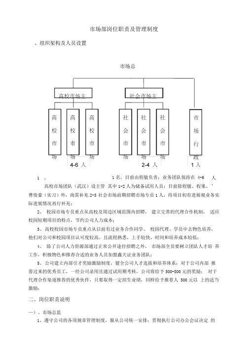 教育培训公司市场部岗位职责及管理制度