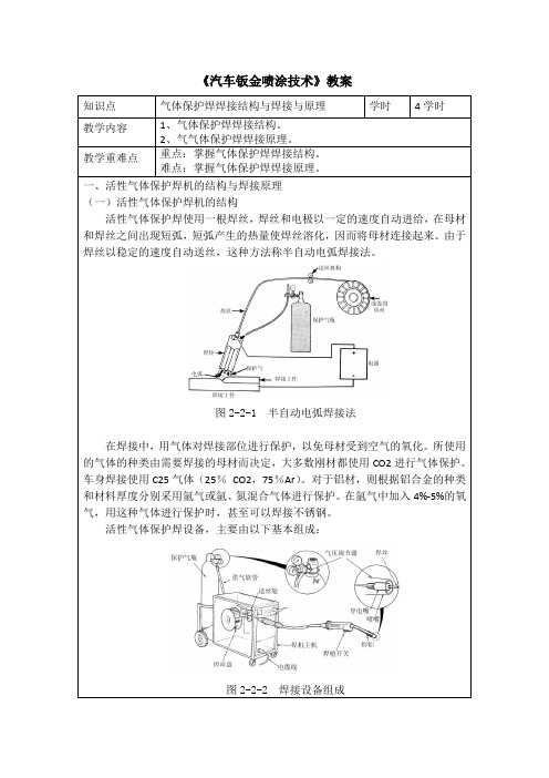 汽车钣金喷涂技术 气体保护焊焊接结构与焊接与原理-教案