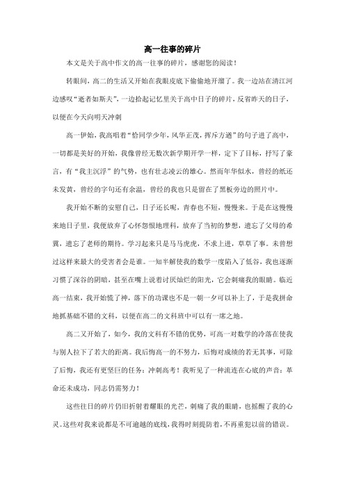 高一往事的碎片_高中作文