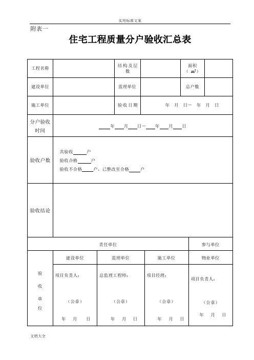 住宅分户验收表格(新版本)