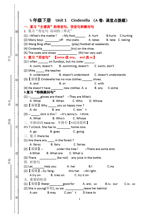 小学新译林 5B Unit1考点精练讲解学习