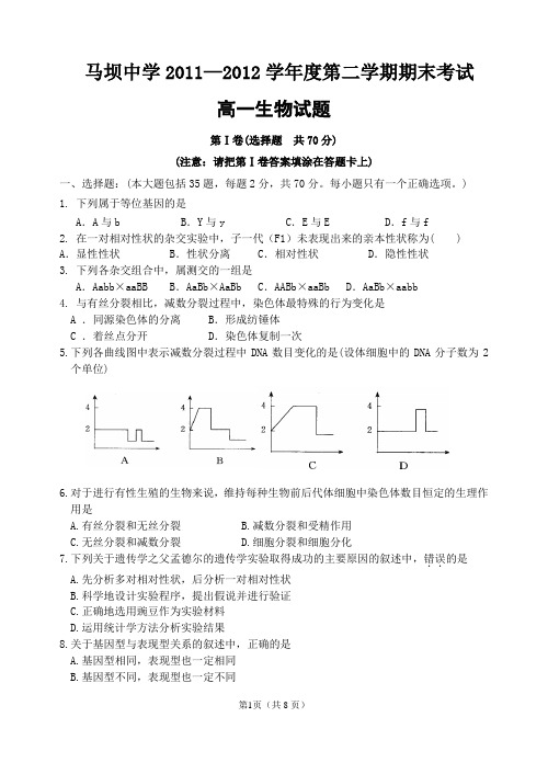 高一生物期末试卷