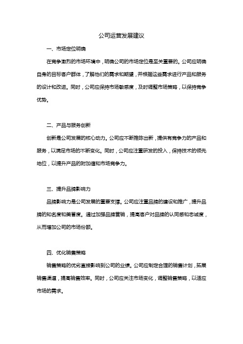 公司运营发展建议