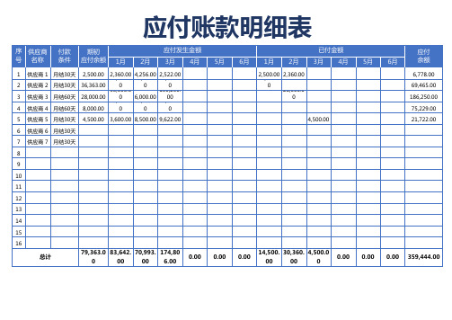 财务报表-应付账款明细表