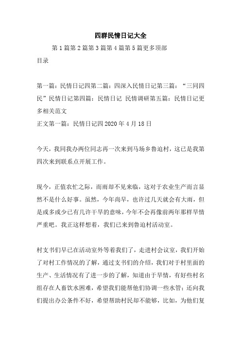 最新四群民情日记大全