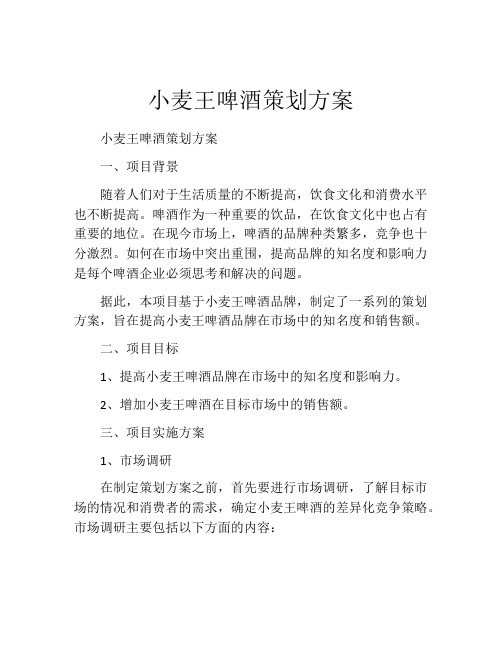 小麦王啤酒策划方案