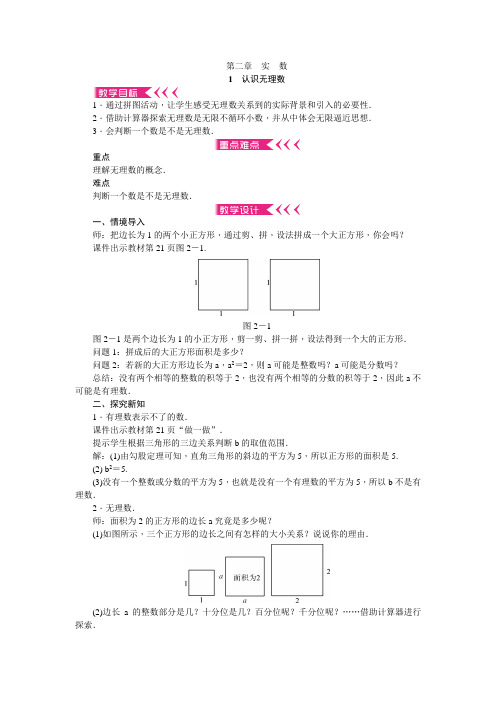 北师大版八年级数学上册：第二章《实数》教案