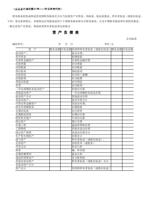 新会计准则全套报表模板