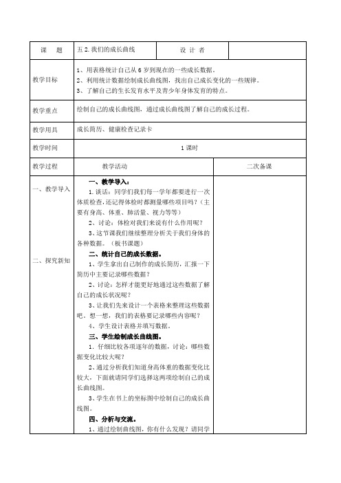 五年科学下册第五单元2.我们的成长曲线