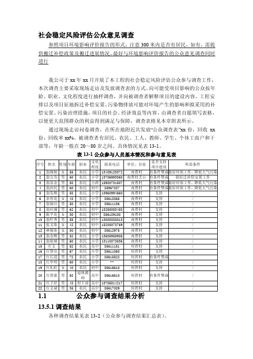 社会稳定风险调查