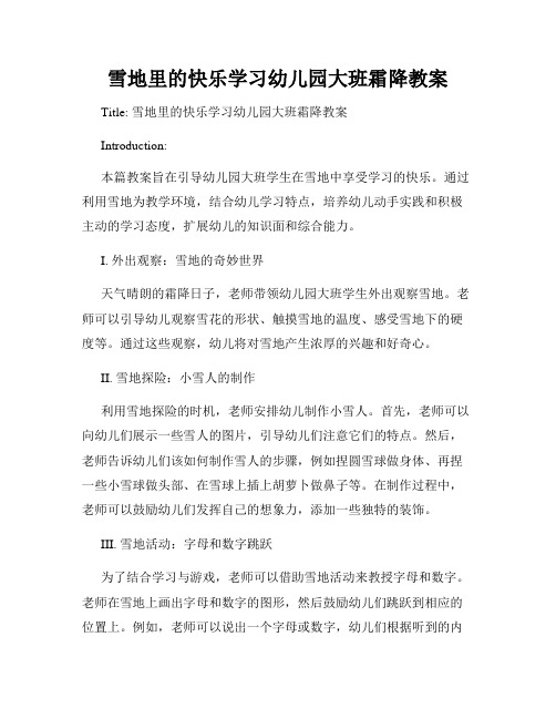 雪地里的快乐学习幼儿园大班霜降教案