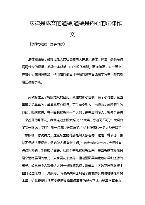 法律是成文的道德,道德是内心的法律作文