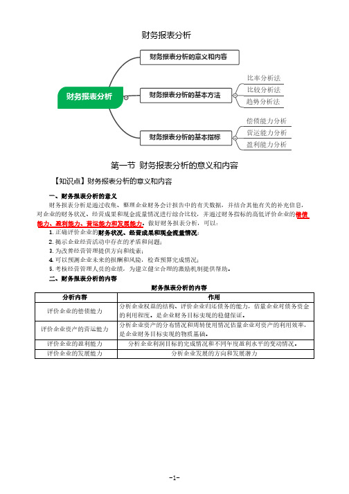 财务报表分析中常用的公式