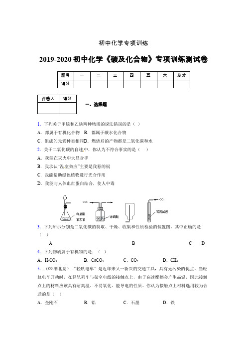 2019-2020学年初中化学《碳及化合物》专项训练模拟测试(含答案) (348)