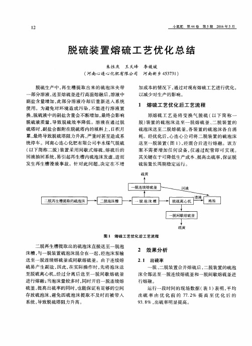 脱硫装置熔硫工艺优化总结