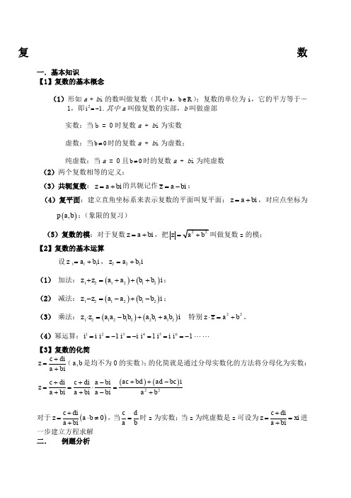 高三复数总复习知识点、经典例题、习题