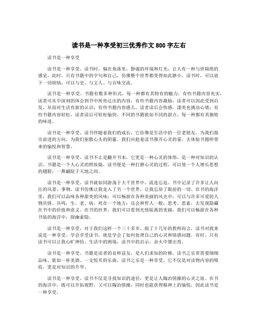 读书是一种享受初三优秀作文800字左右