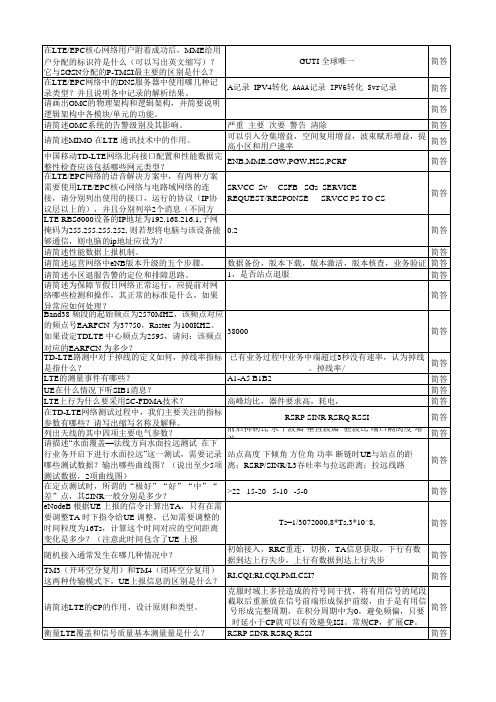 中国移动LTE试题集