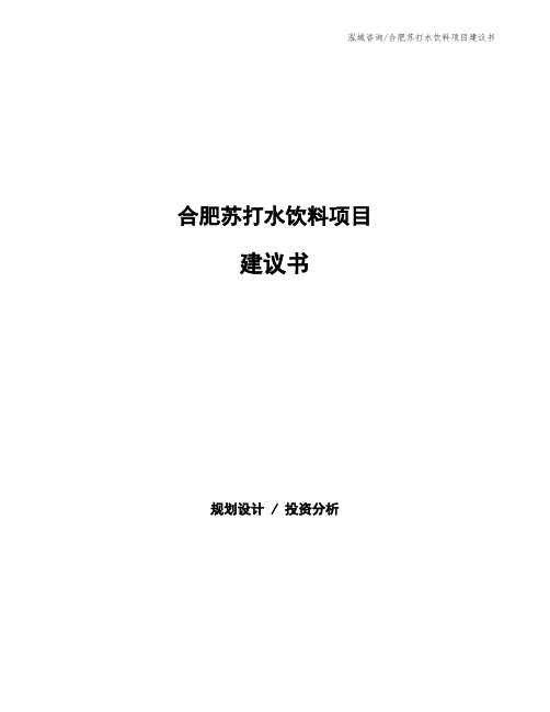 合肥苏打水饮料项目建议书