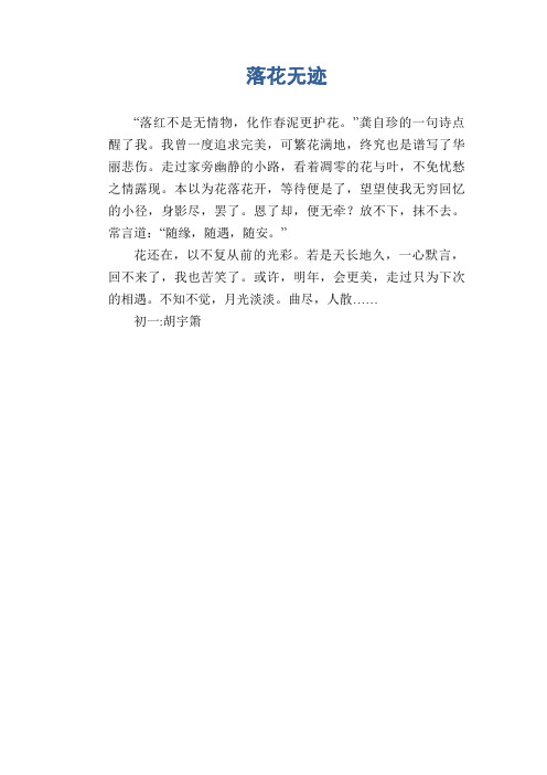 初中生抒情散文习作:落花无迹